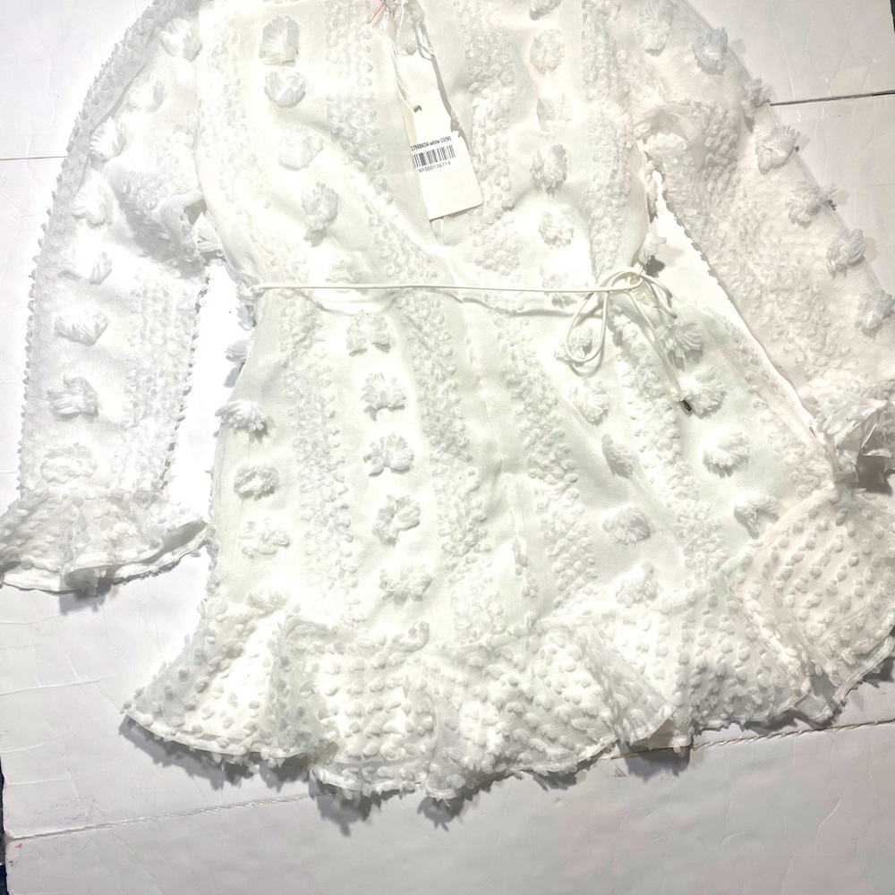 Indikah By Angel Biba White Fairy/Cottage Core Ruffle Chiffon Dress NWT Size M - Picture 5 of 15